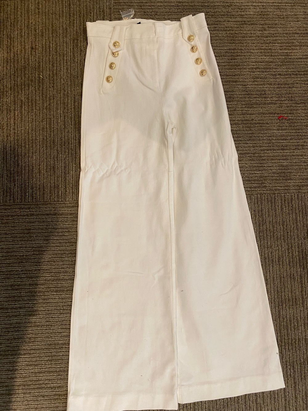VICI White Wide-Leg High-Rise Pants with Gold Accent Buttons